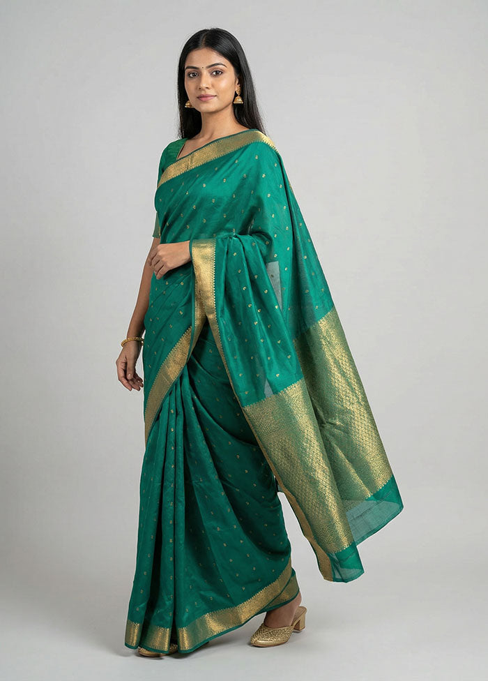 Blue Kanjivaram Silk Saree With Blouse Piece