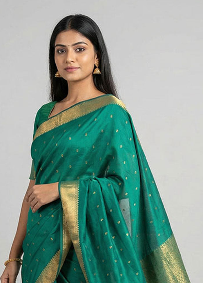 Blue Kanjivaram Silk Saree With Blouse Piece
