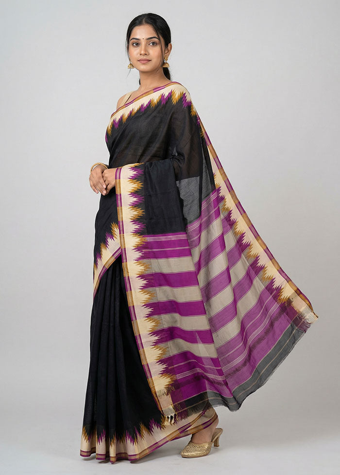 Black Kanjivaram Silk Saree With Blouse Piece
