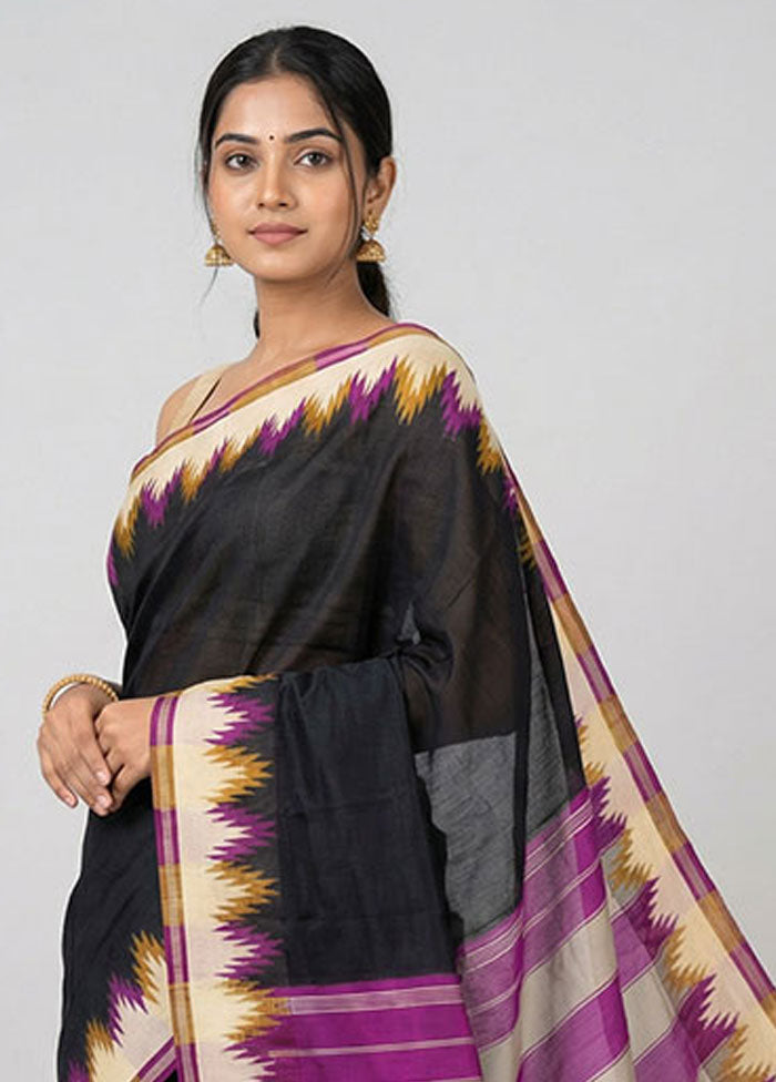 Black Kanjivaram Silk Saree With Blouse Piece