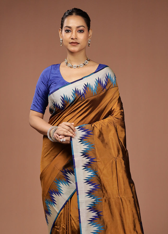 Brown Kanjivaram Silk Saree With Blouse Piece