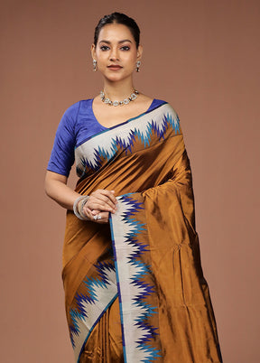 Brown Kanjivaram Silk Saree With Blouse Piece