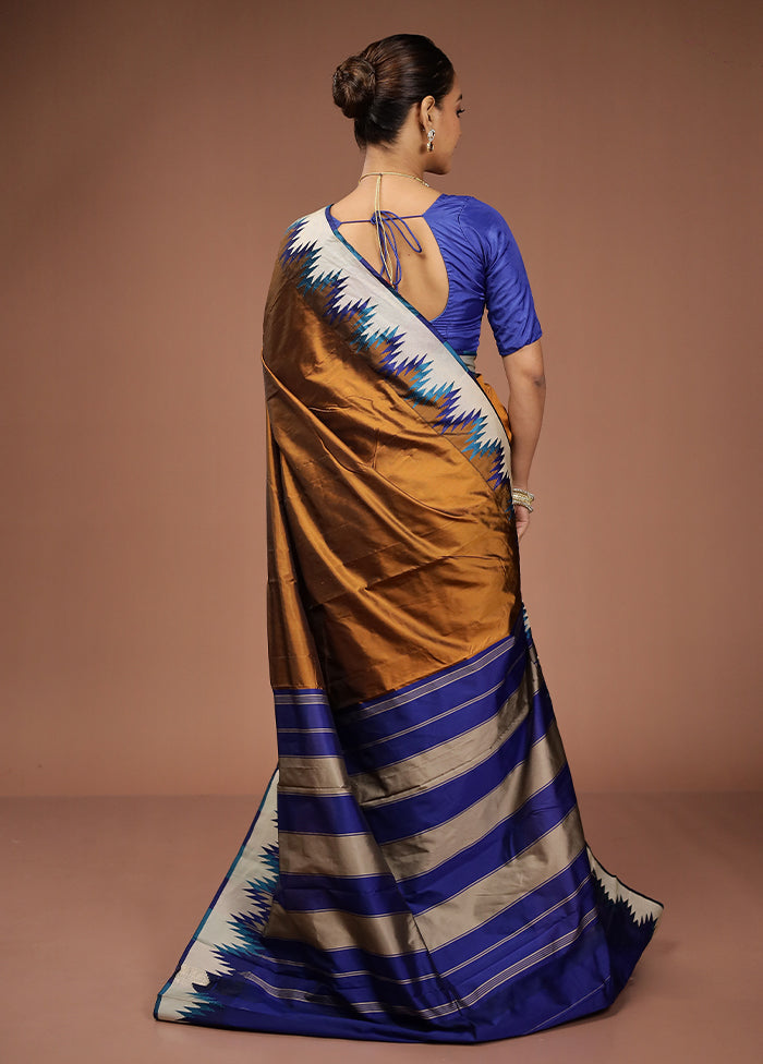 Brown Kanjivaram Silk Saree With Blouse Piece