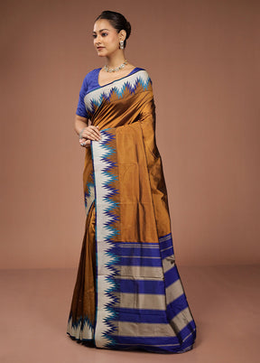 Brown Kanjivaram Silk Saree With Blouse Piece