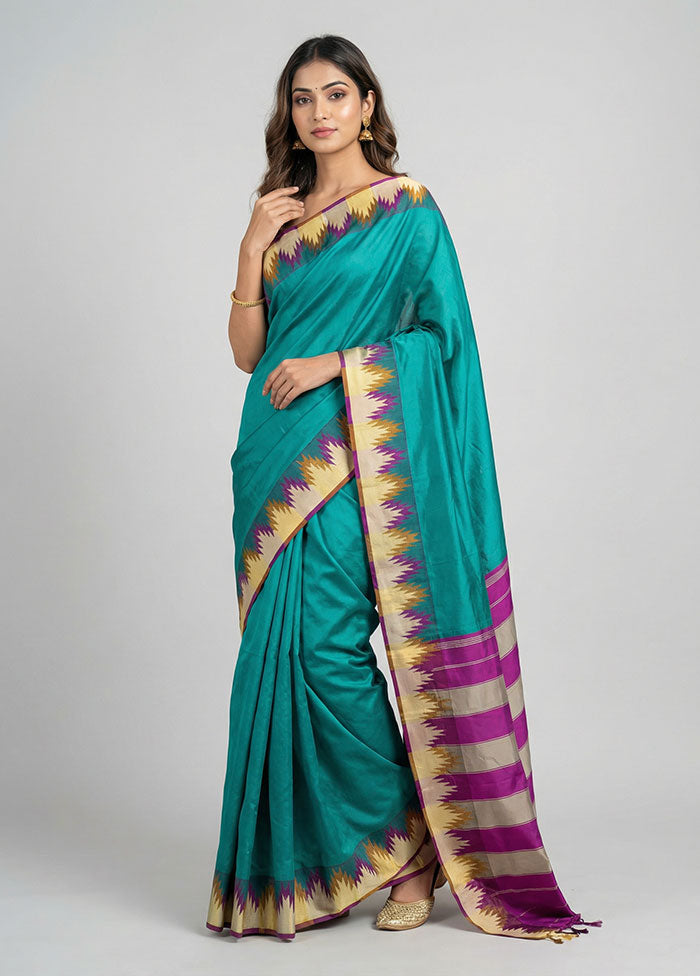 Green Kanjivaram Silk Saree With Blouse Piece