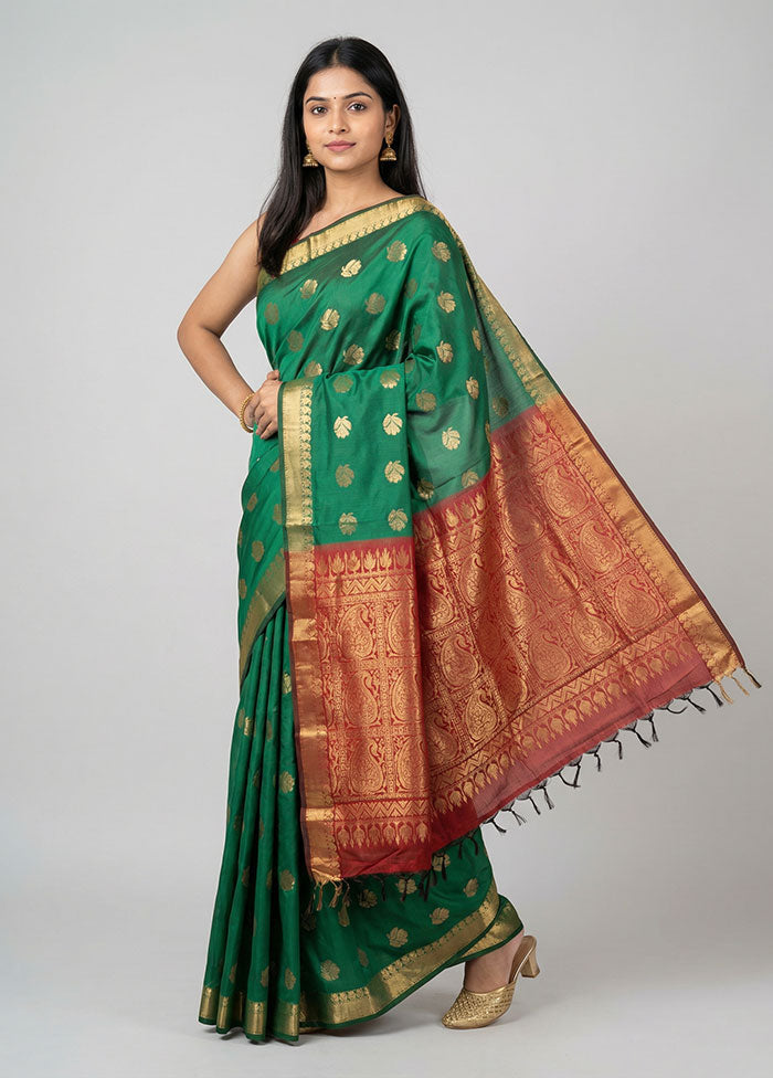 Blue Kanjivaram Silk Saree With Blouse Piece