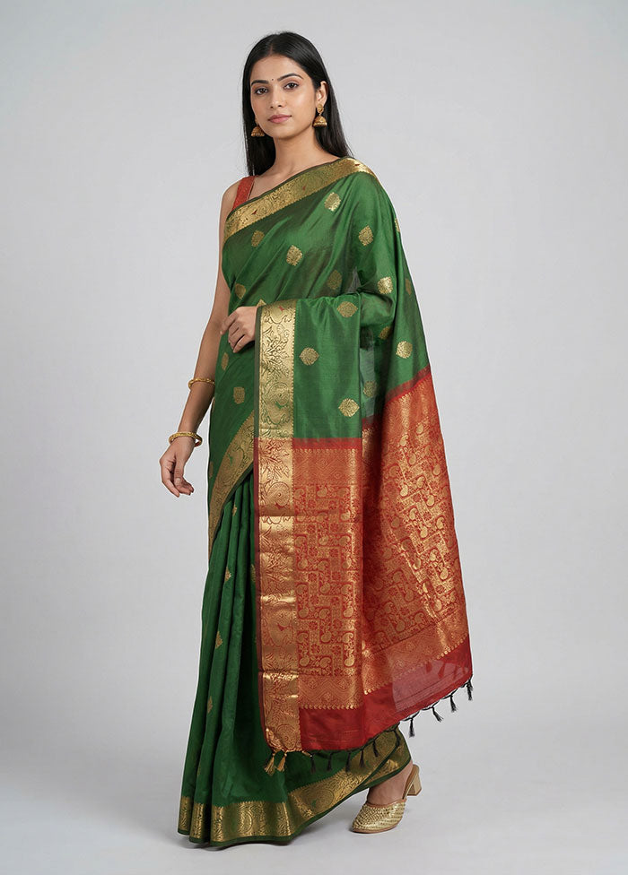 Blue Kanjivaram Silk Saree With Blouse Piece