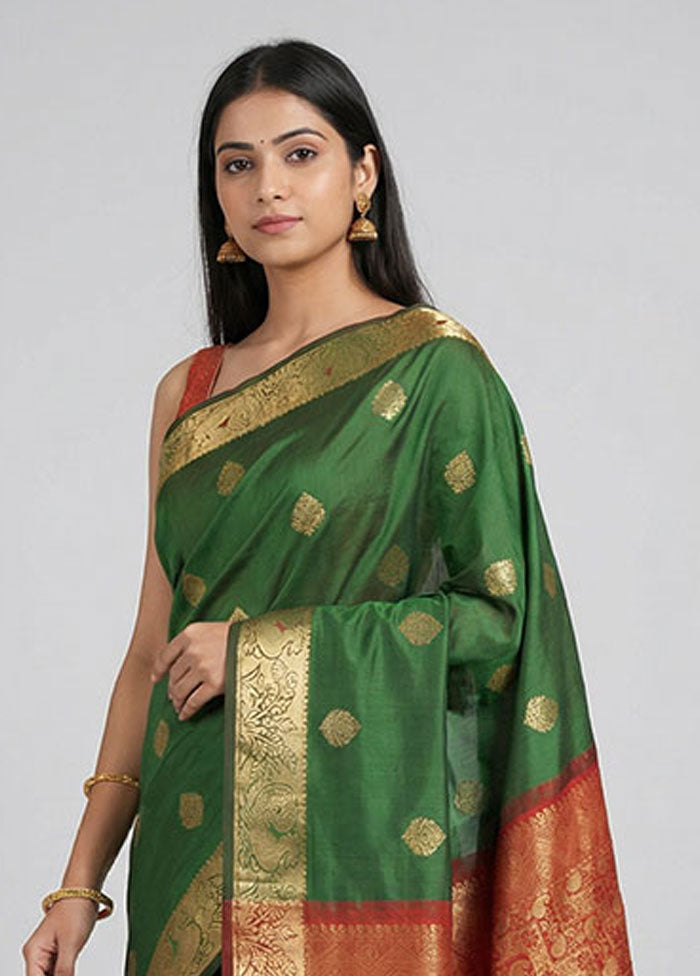 Blue Kanjivaram Silk Saree With Blouse Piece