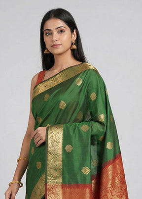 Blue Kanjivaram Silk Saree With Blouse Piece