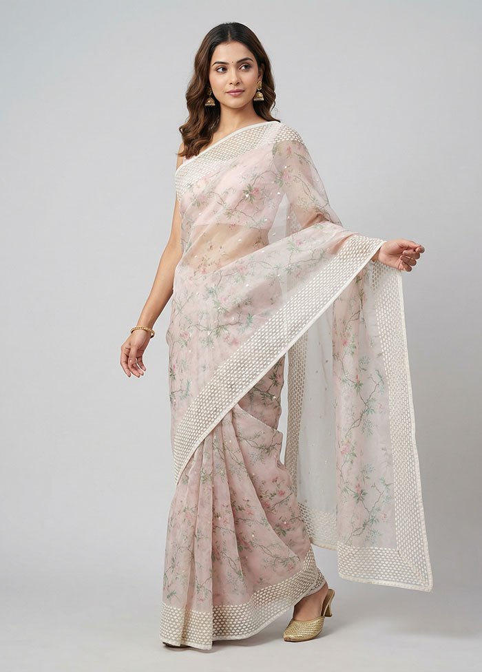 Multicolor Organza Saree With Blouse Piece