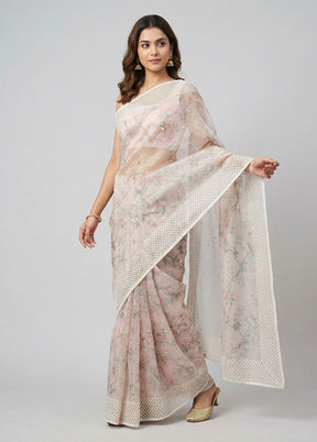 Multicolor Organza Saree With Blouse Piece