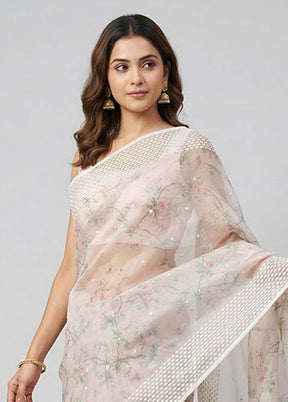 Multicolor Organza Saree With Blouse Piece