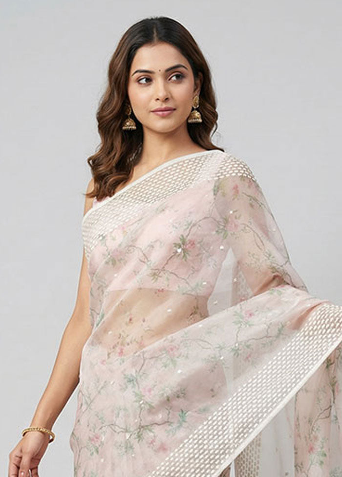 Multicolor Organza Saree With Blouse Piece