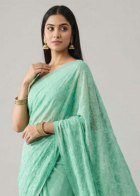 Multicolor Organza Saree With Blouse Piece