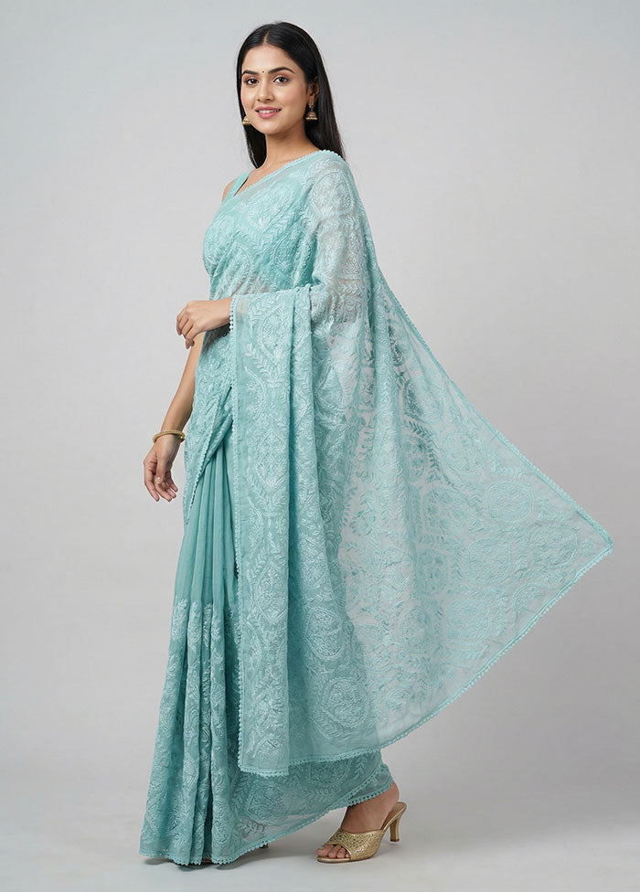 Multicolor Organza Saree With Blouse Piece