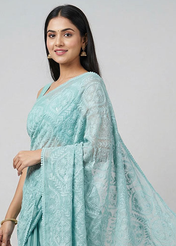 Multicolor Organza Saree With Blouse Piece
