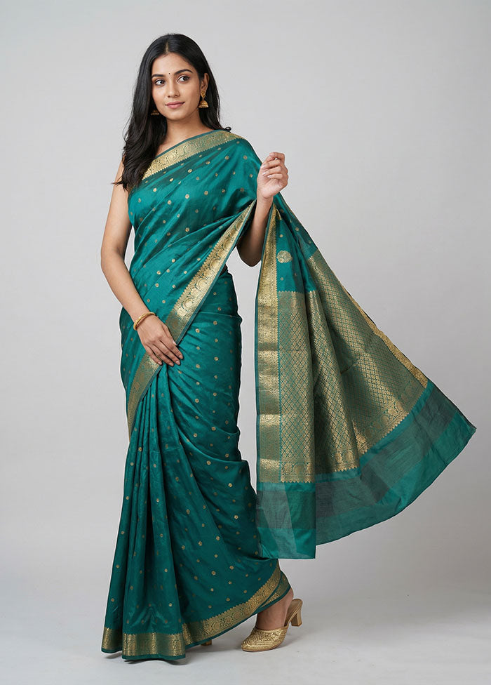 Blue Kanjivaram Silk Saree With Blouse Piece