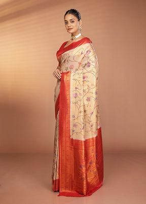 Pink Dupion Silk Saree With Blouse Piece