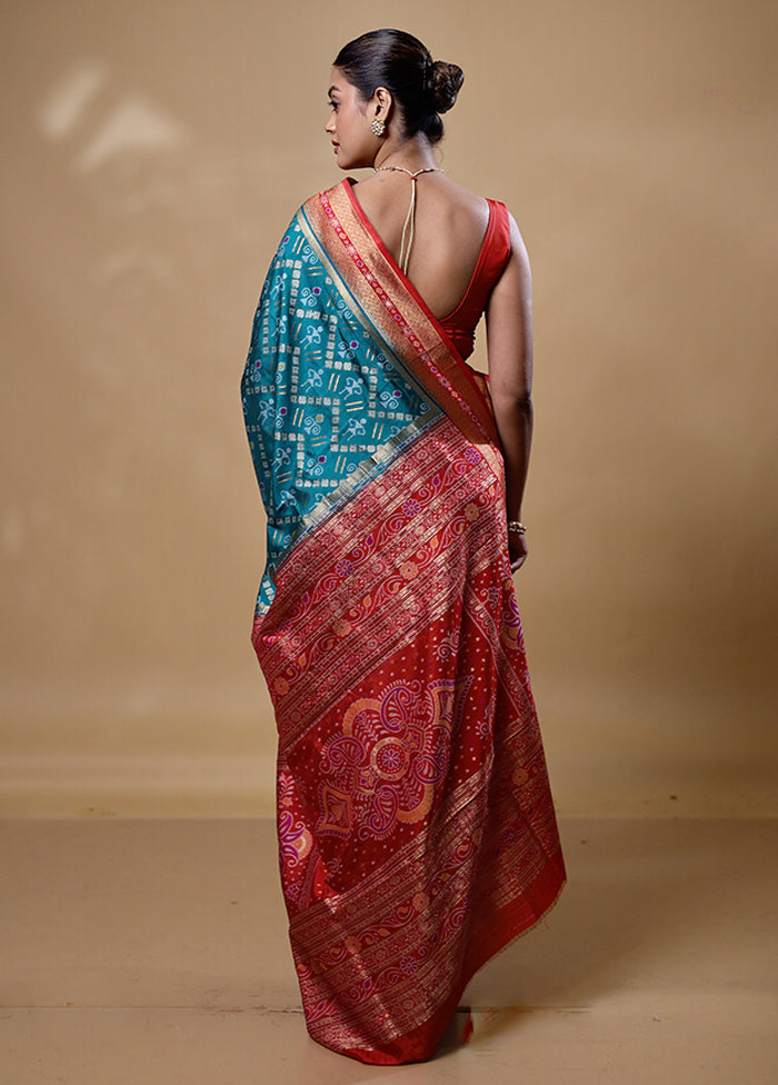 Blue Dupion Silk Saree With Blouse Piece