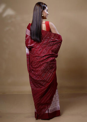 Maroon Pure Cotton Saree With Blouse Piece
