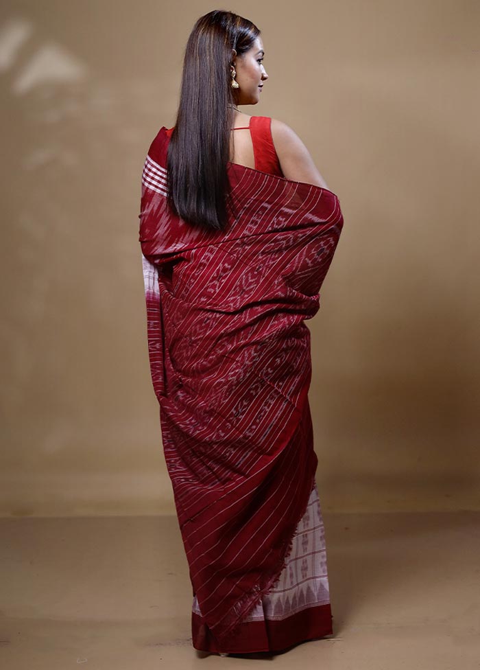 Maroon Pure Cotton Saree With Blouse Piece