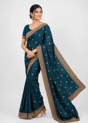 Blue Georgette Saree With Blouse Piece