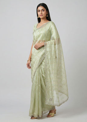 Green Georgette Saree With Blouse Piece