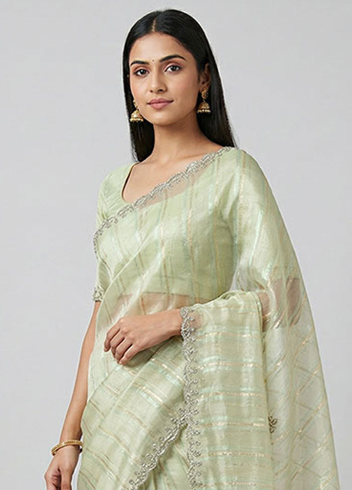Green Georgette Saree With Blouse Piece