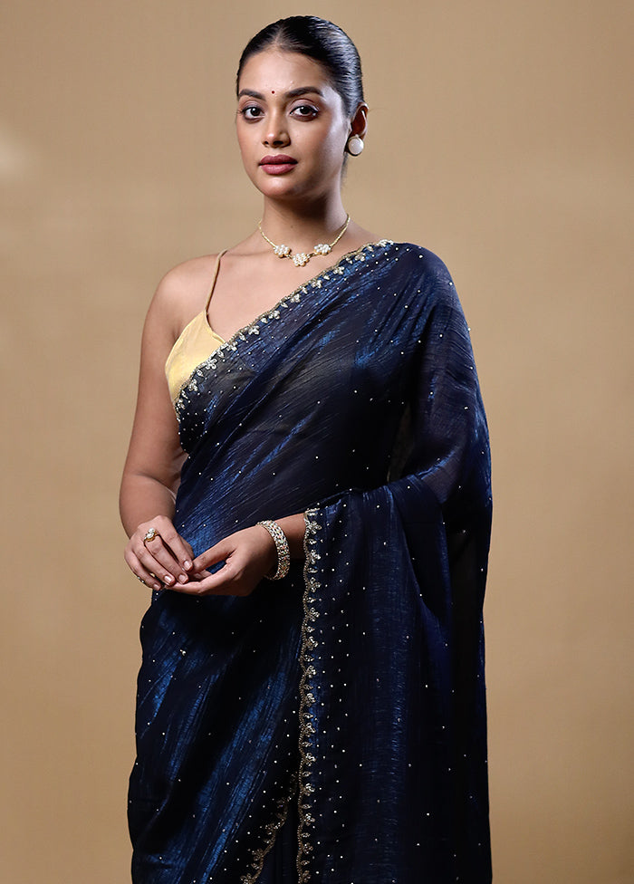 Black Silk Saree With Blouse Piece