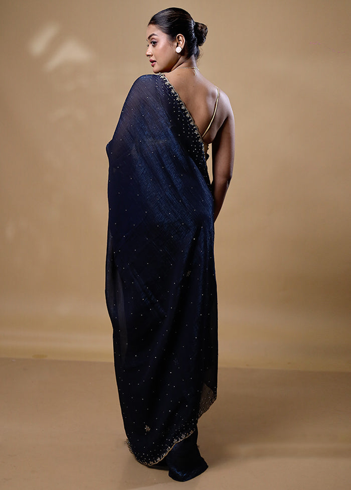 Black Silk Saree With Blouse Piece