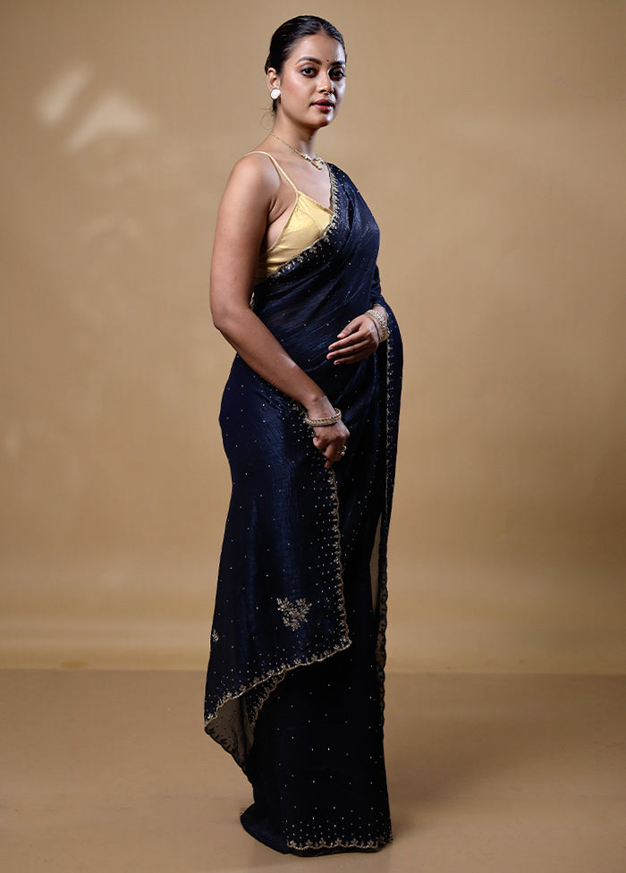 Black Silk Saree With Blouse Piece