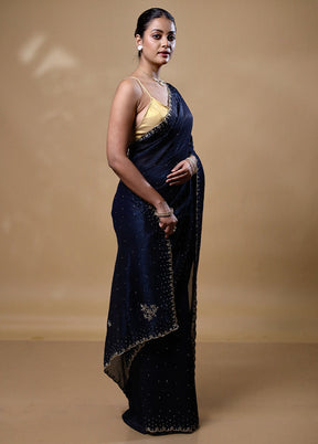 Black Silk Saree With Blouse Piece