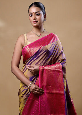Brown Kanjivaram Silk Saree With Blouse Piece
