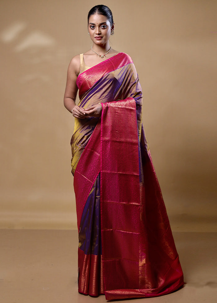 Brown Kanjivaram Silk Saree With Blouse Piece