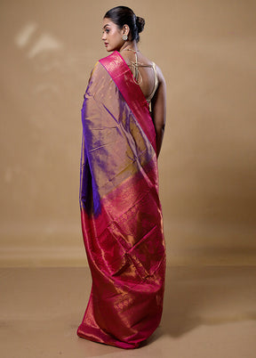 Brown Kanjivaram Silk Saree With Blouse Piece