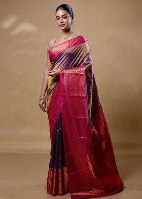 Brown Kanjivaram Silk Saree With Blouse Piece