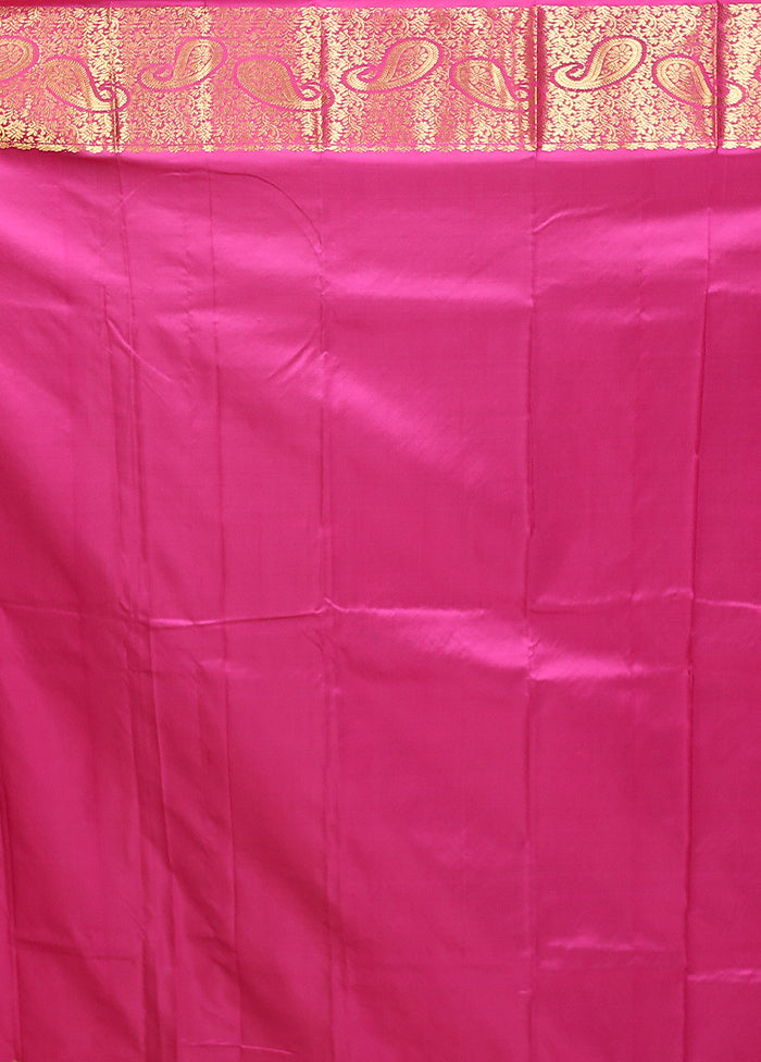 Purple Handloom Kanjivaram Pure Silk Saree With Blouse Piece