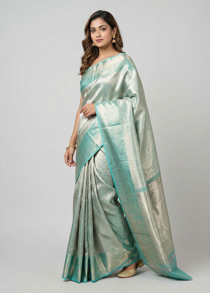 Green Handloom Kanchipuram Pure Silk Saree With Blouse Piece
