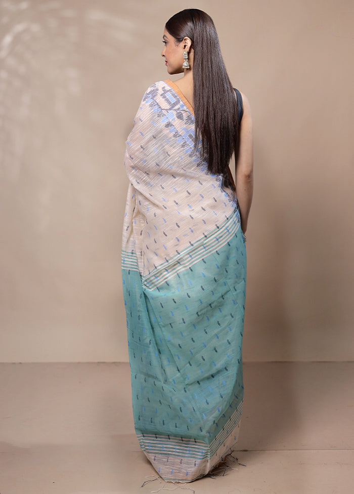 Cream Cotton Saree With Blouse Piece