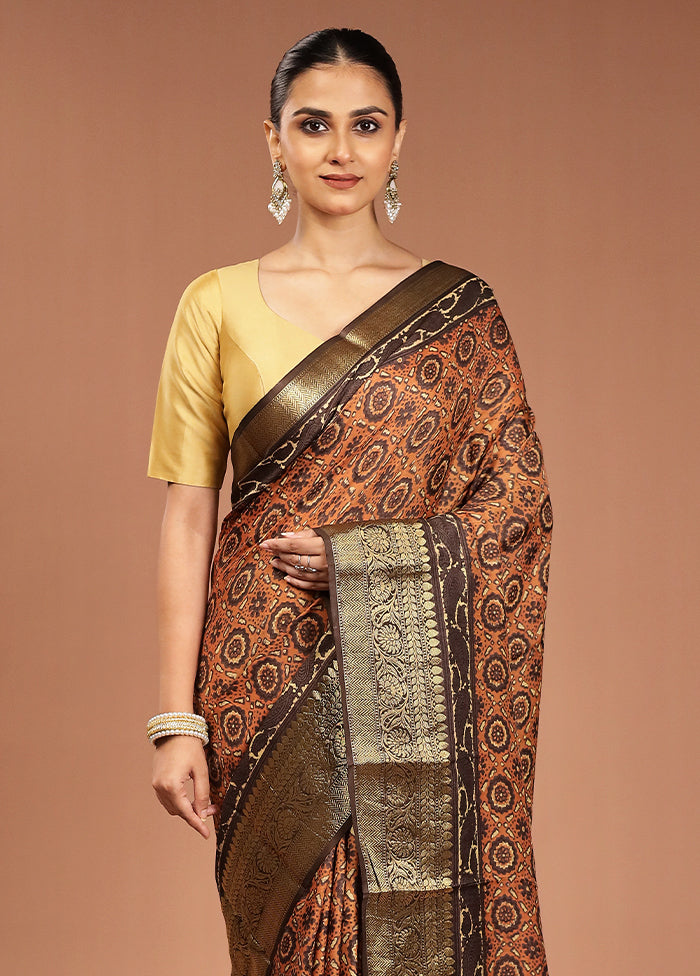 Red Chanderi Cotton Saree With Blouse Piece