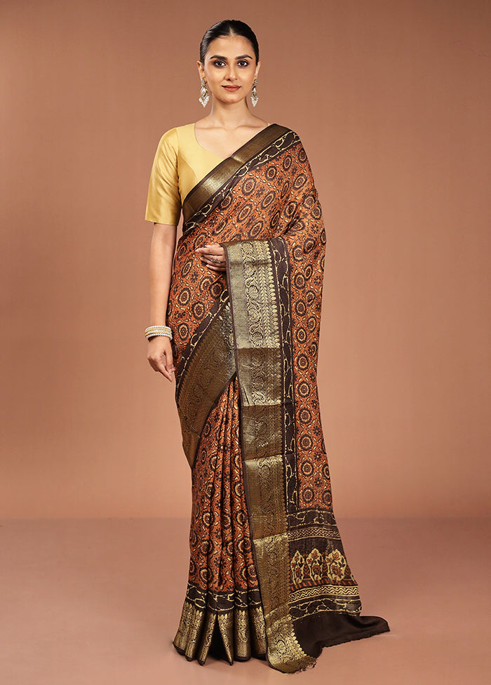 Red Chanderi Cotton Saree With Blouse Piece