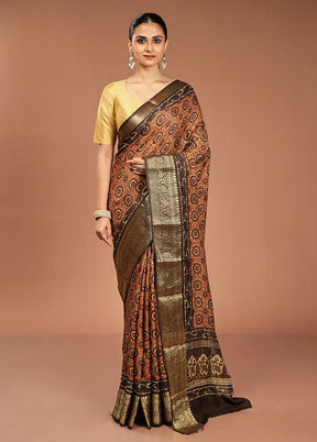 Red Chanderi Cotton Saree With Blouse Piece