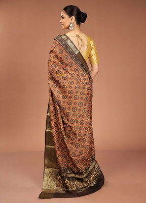 Red Chanderi Cotton Saree With Blouse Piece
