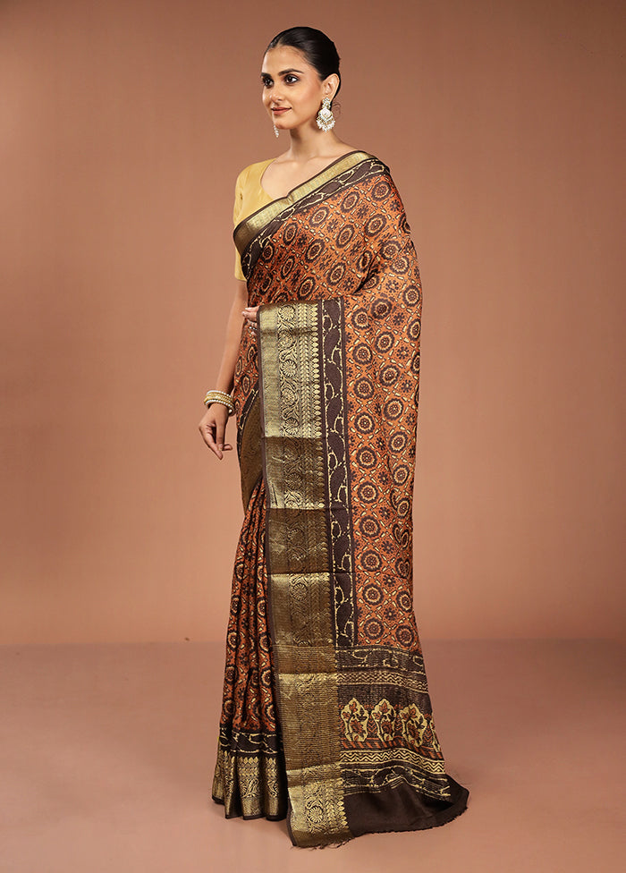 Red Chanderi Cotton Saree With Blouse Piece