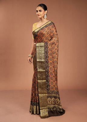 Red Chanderi Cotton Saree With Blouse Piece