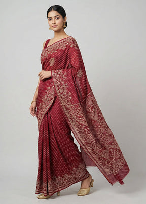 Pink Printed Pure Silk Saree Without Blouse Piece