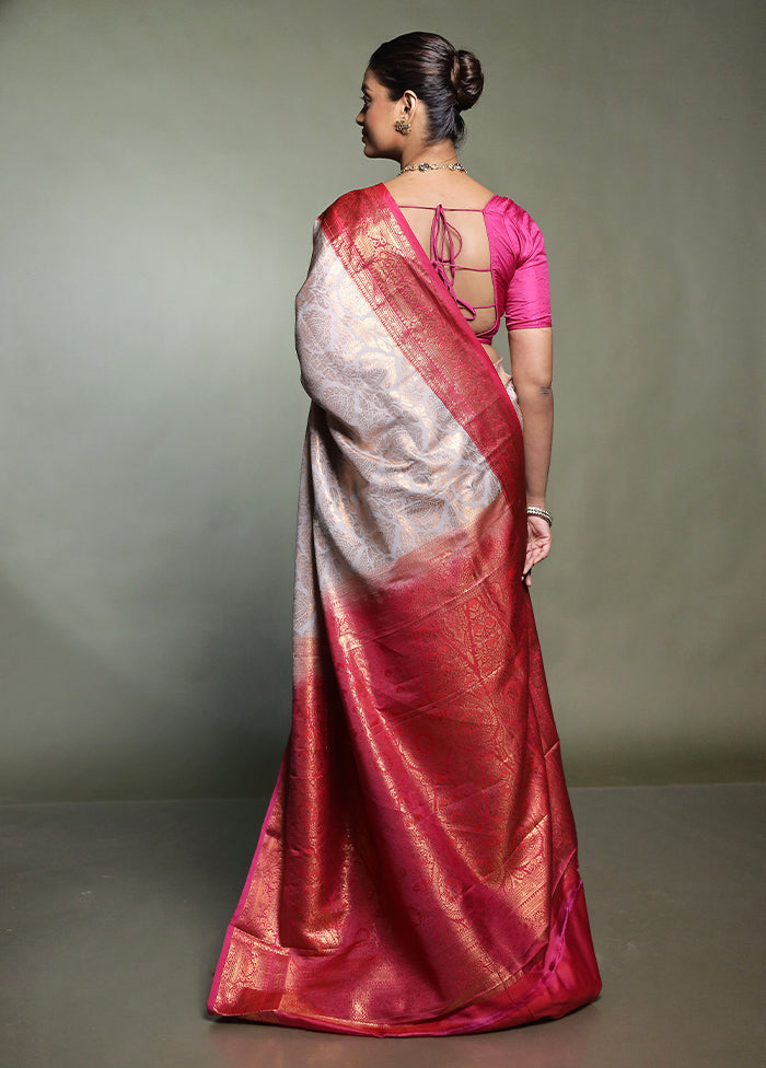 Grey Kanjivaram Silk Saree With Blouse Piece