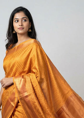 Yellow Kanjivaram Silk Saree With Blouse Piece