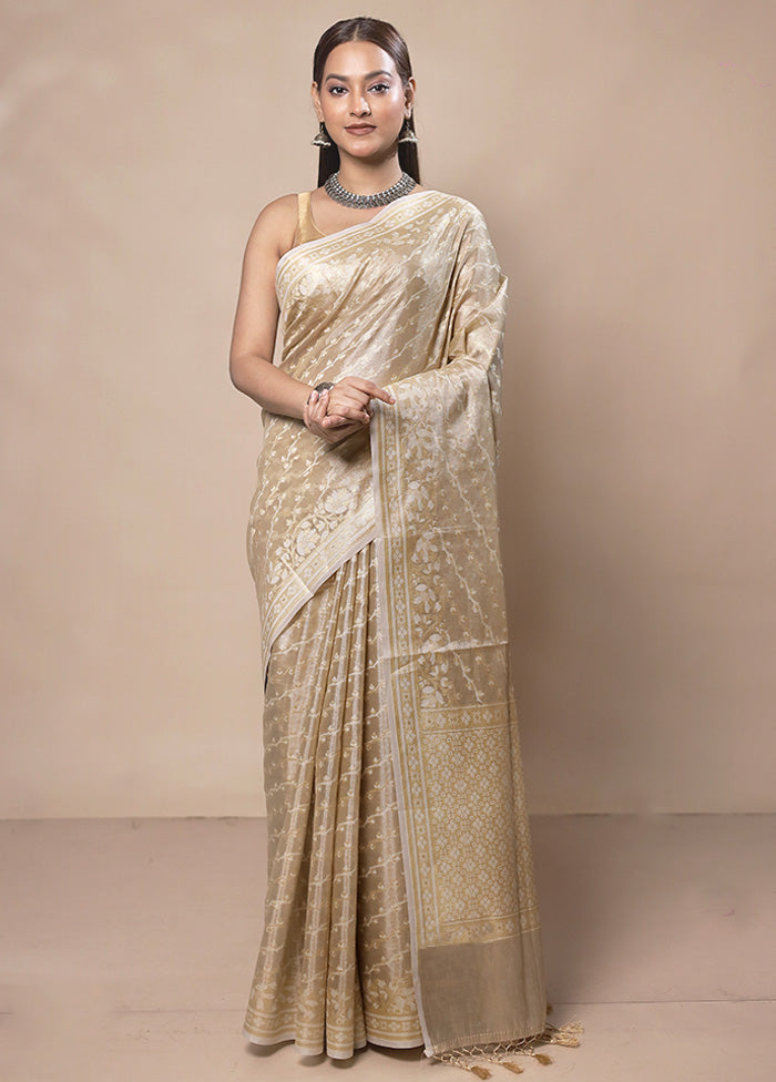 Brown Tissue Silk Saree With Blouse Piece
