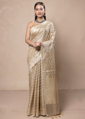 Brown Tissue Silk Saree With Blouse Piece